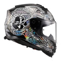Helmet Assault Warrior Full Face Motorcycle Helmet with SunShield - Krome Silver/Black Product View