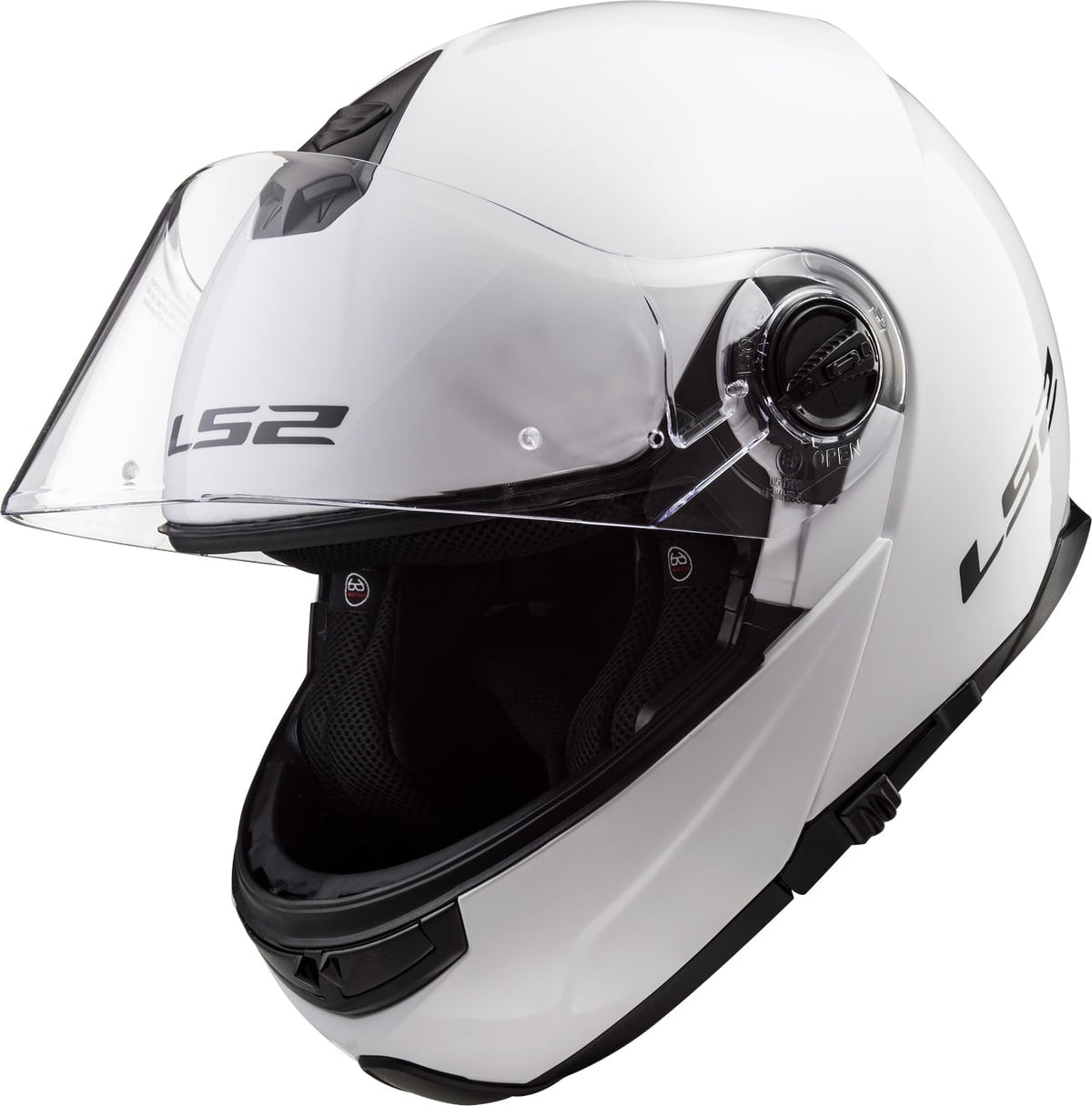 Helmet Strobe Solid Modular Motorcycle Helmet with SunShield - Gloss White Product View