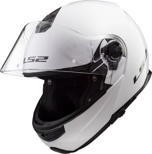 Helmet Strobe Solid Modular Motorcycle Helmet with SunShield - Gloss White