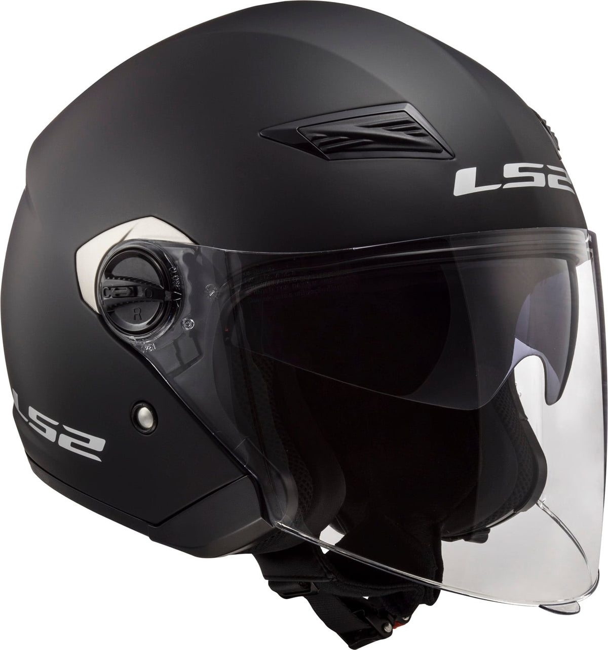 LS2 Track Solid Open Face Motorcycle Helmet with SunShield Matte Black DOT Approved 3/4 Helmet