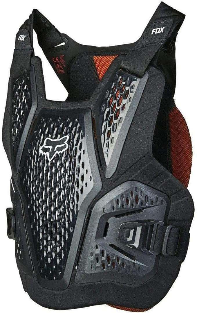 Front view of Fox Racing Raceframe Impact SB CE D3O chest and back protector in black