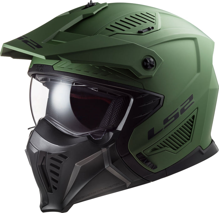Drifter Solid Open Face Helmet with SunShield - Matte Military Green Product View