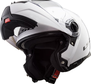 Helmet Strobe Solid Modular Motorcycle Helmet with SunShield - Gloss White
