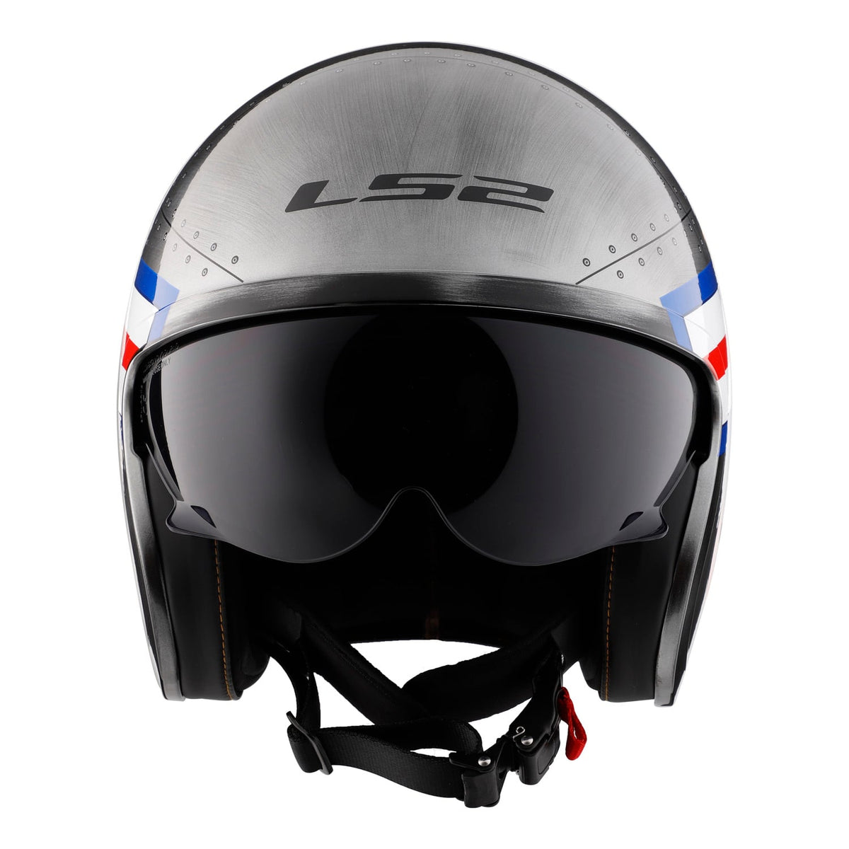 Spitfire Bomb Rider Open Face Helmet with SunShield - Brushed Alloy Finish Product View