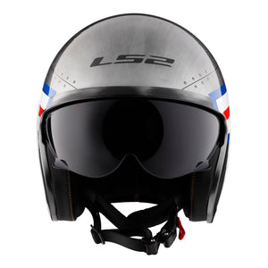 Spitfire Bomb Rider Open Face Helmet with SunShield - Brushed Alloy Finish