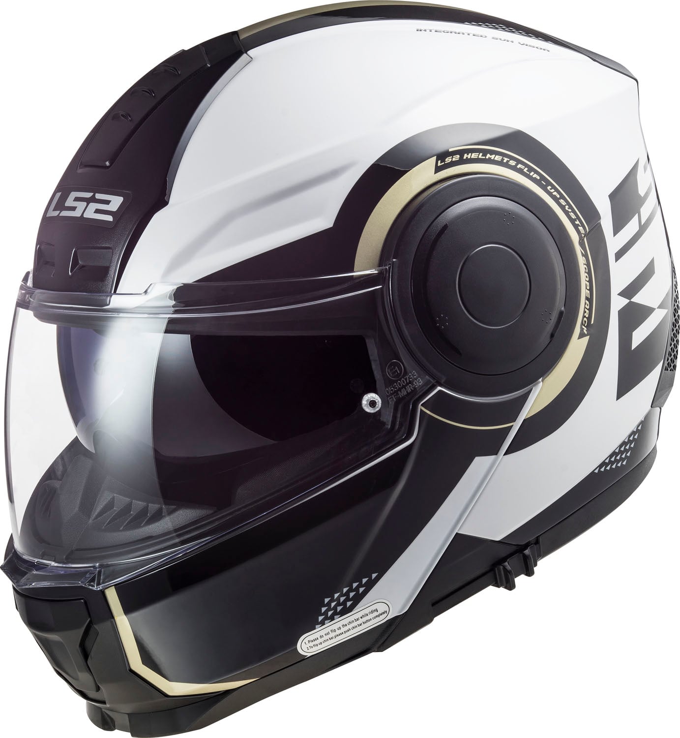 Horizon Arch Modular Helmet with SunShield - Gloss White/Titanium Product View