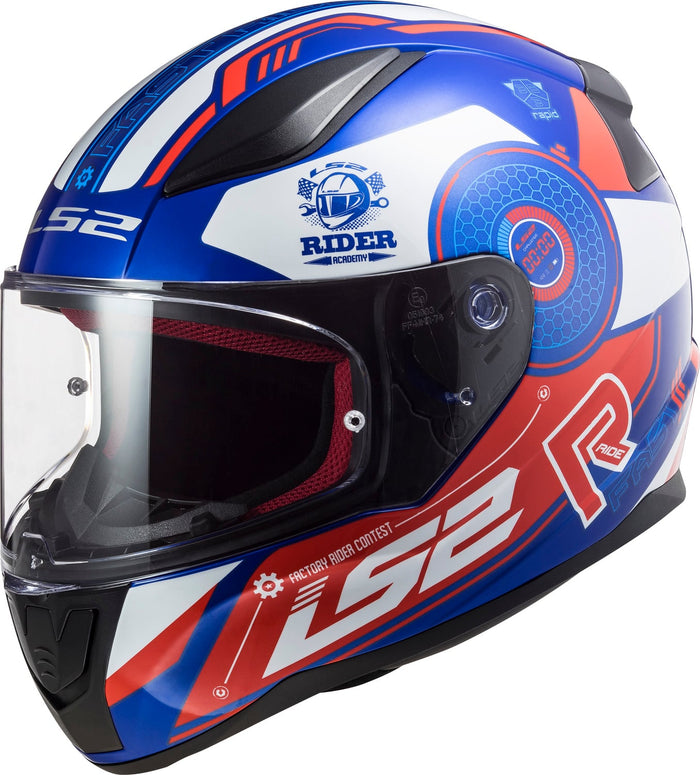 Rapid Mini Stratus Full Face Motorcycle Helmet - Gloss Blue/Red/White Product View