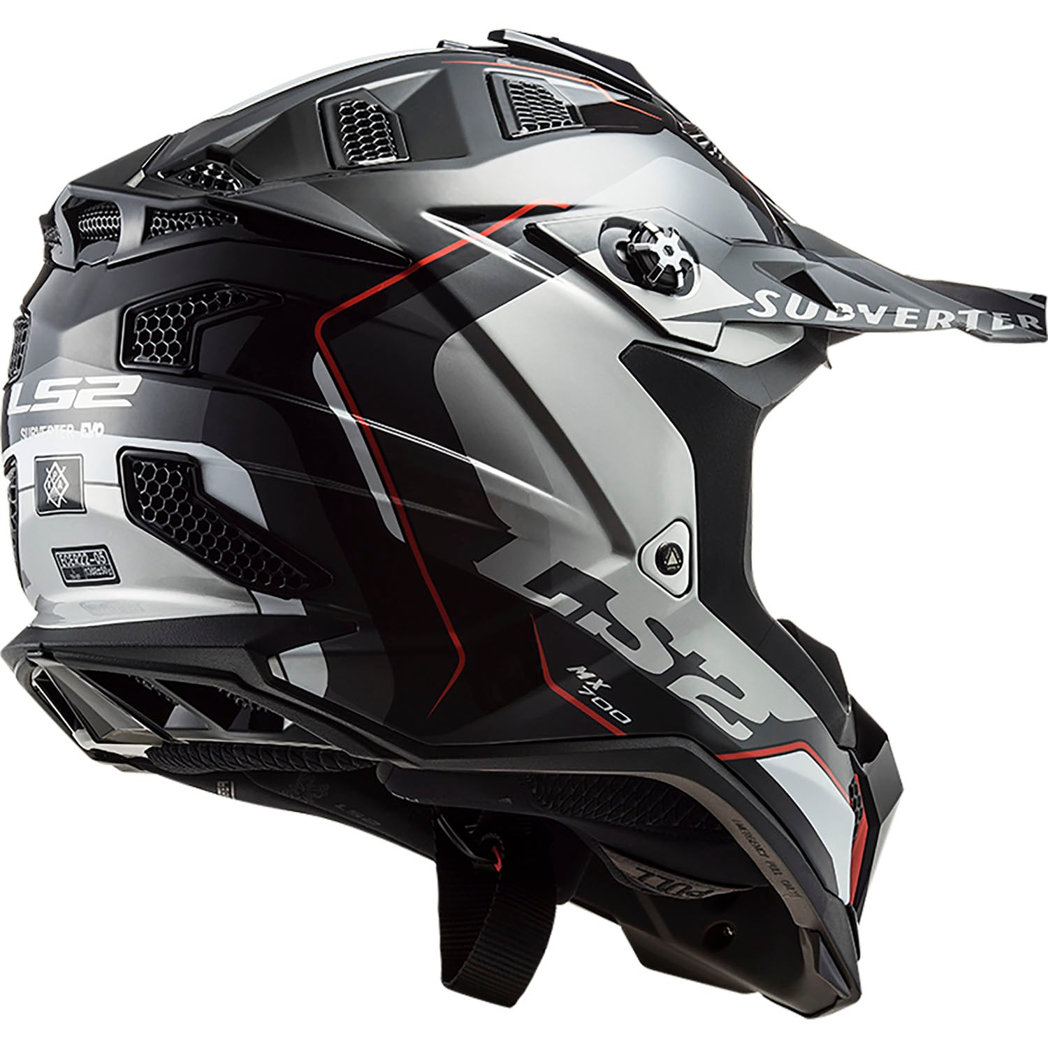 Helmet Subverter Evo Arched Full Face MX Motorcycle Helmet - Black/Red/Silver Product View
