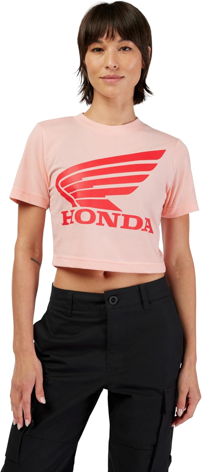 Fox Racing Women’s Fox x Honda Baby Tee with iconic Honda graphic for motocross fans.