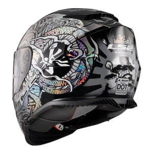 Helmet Assault Warrior Full Face Motorcycle Helmet with SunShield - Krome Silver/Black