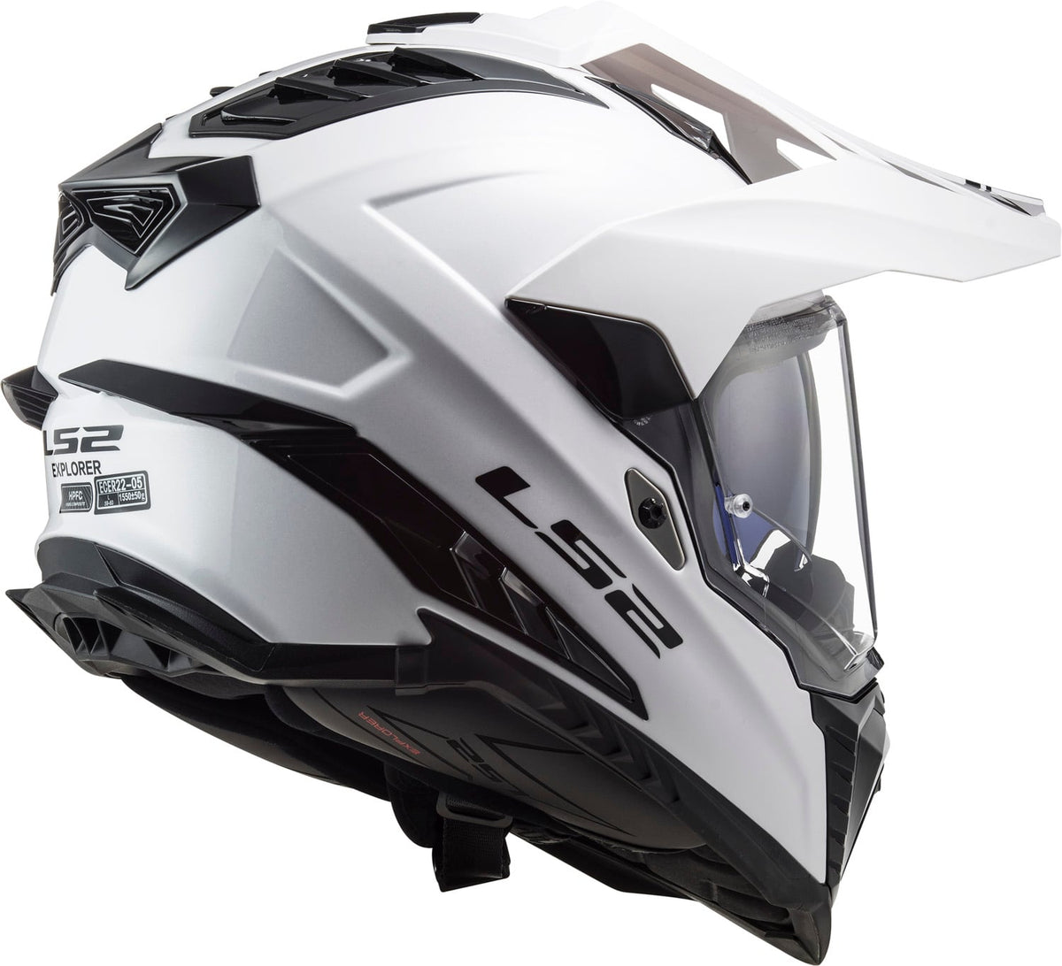 Explorer XT Solid Adventure Helmet with SunShield - Gloss White Product View