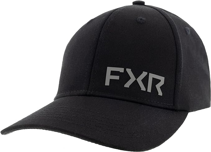 FXR Evo Baseball Hat Cap Flex-Band Comfort Curved Brim TPR Logo Black/Grey