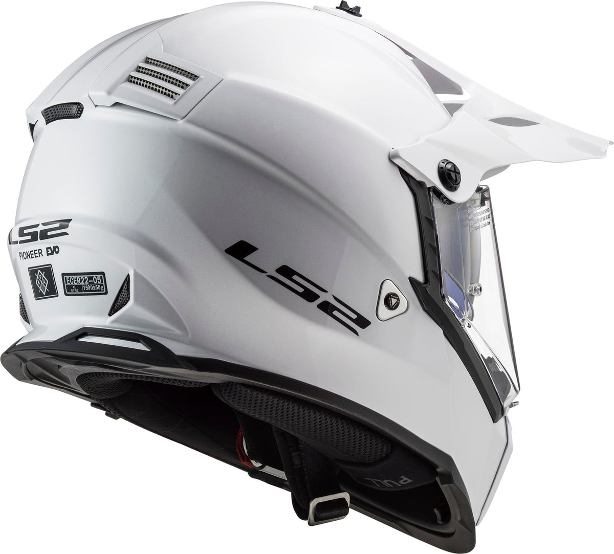 Blaze Solid Adventure Helmet with SunShield - Gloss White Product View