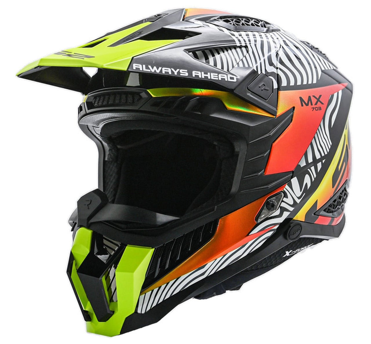LS2 X Force Fan Full Face MX Motorcycle Helmet - White / Black / Orange / Yellow