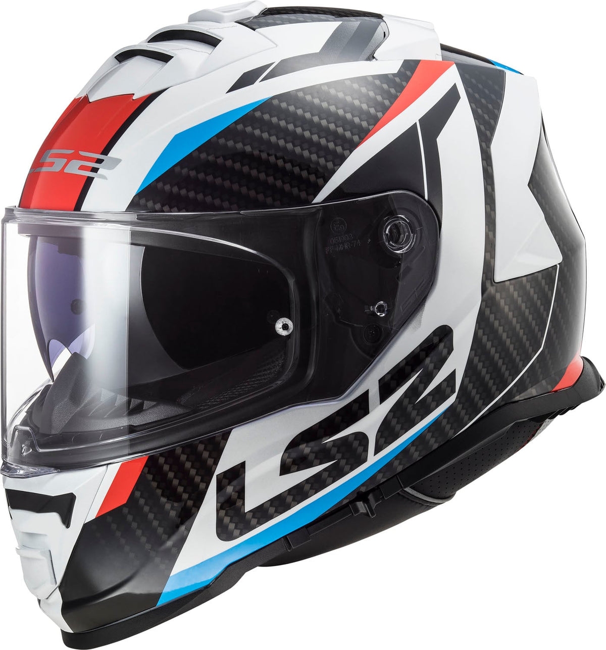 LS2 Assault Racer Full Face Motorcycle Helmet with SunShield - White/Red/Blue