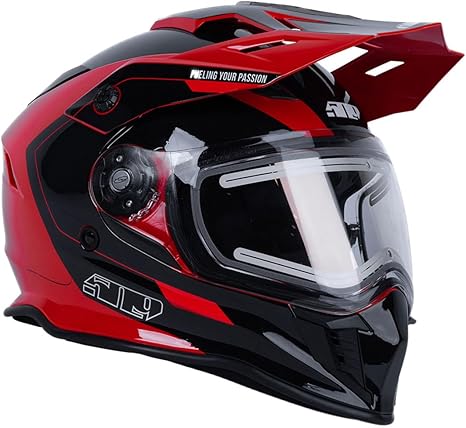 509 Delta R3L Ignite Helmet – internal orange sun visor deployed racing red