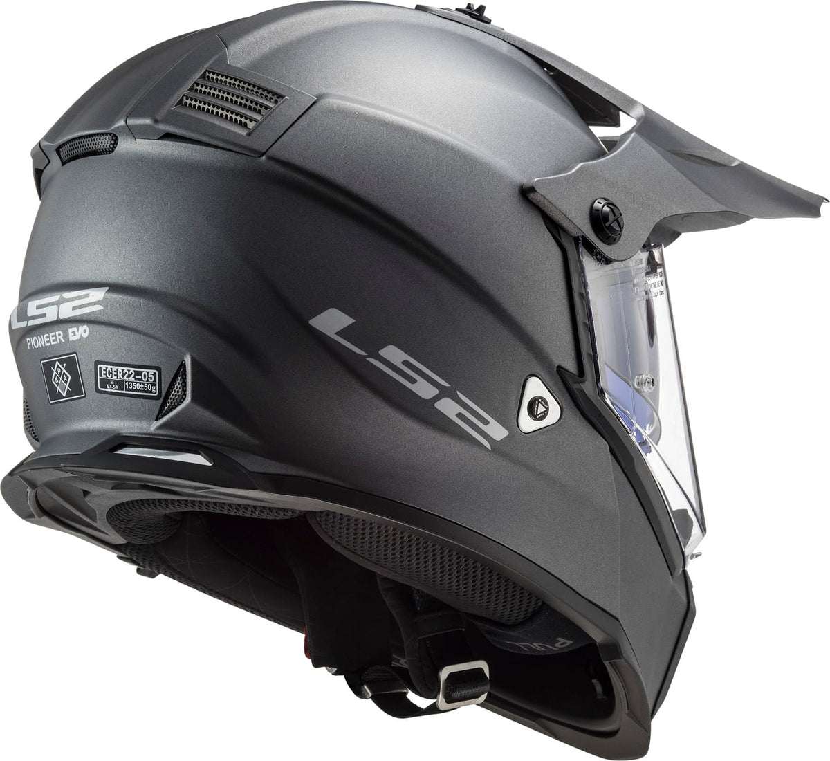 Blaze Solid Adventure Motorcycle Helmet with SunShield - Matte Titanium Product View