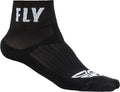 Fly Racing Fly Shorty Socks in Black, Small/Medium with woven graphics and stretch-to-fit sizing.