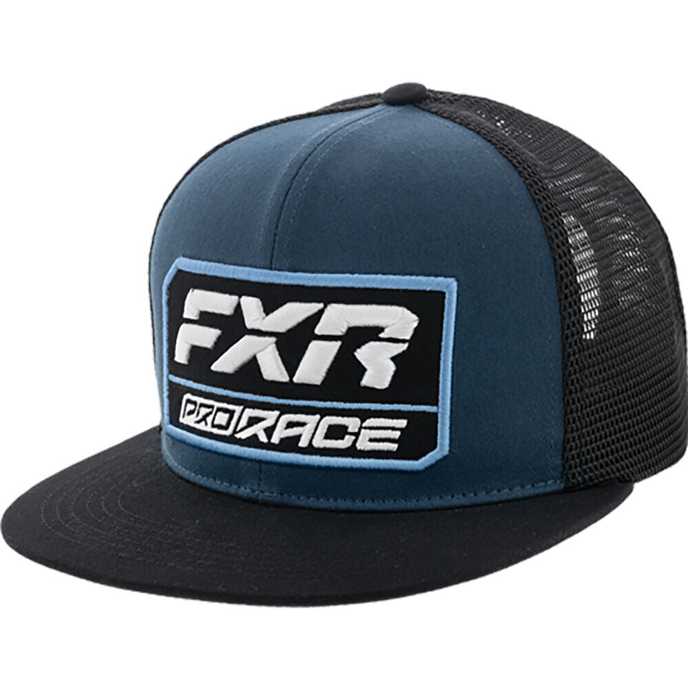 FXR Race Div Hat Snap Back Trucker Flat Brim Cotton Dark Steel/Tranquil Blue