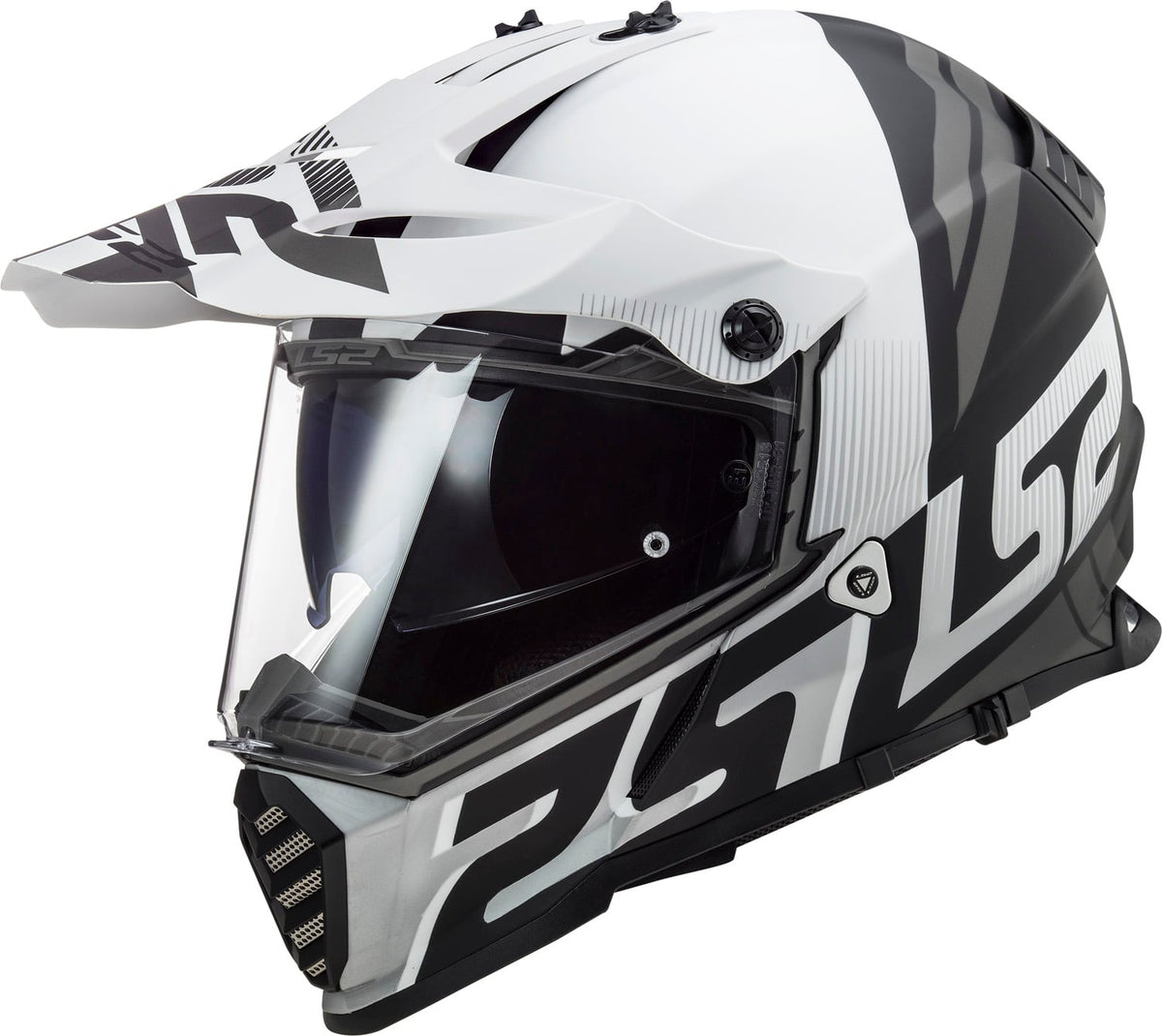 LS2 Blaze Sprint Adventure Motorcycle Helmet with SunShield Gloss Black White DOT Approved ADV Helmet