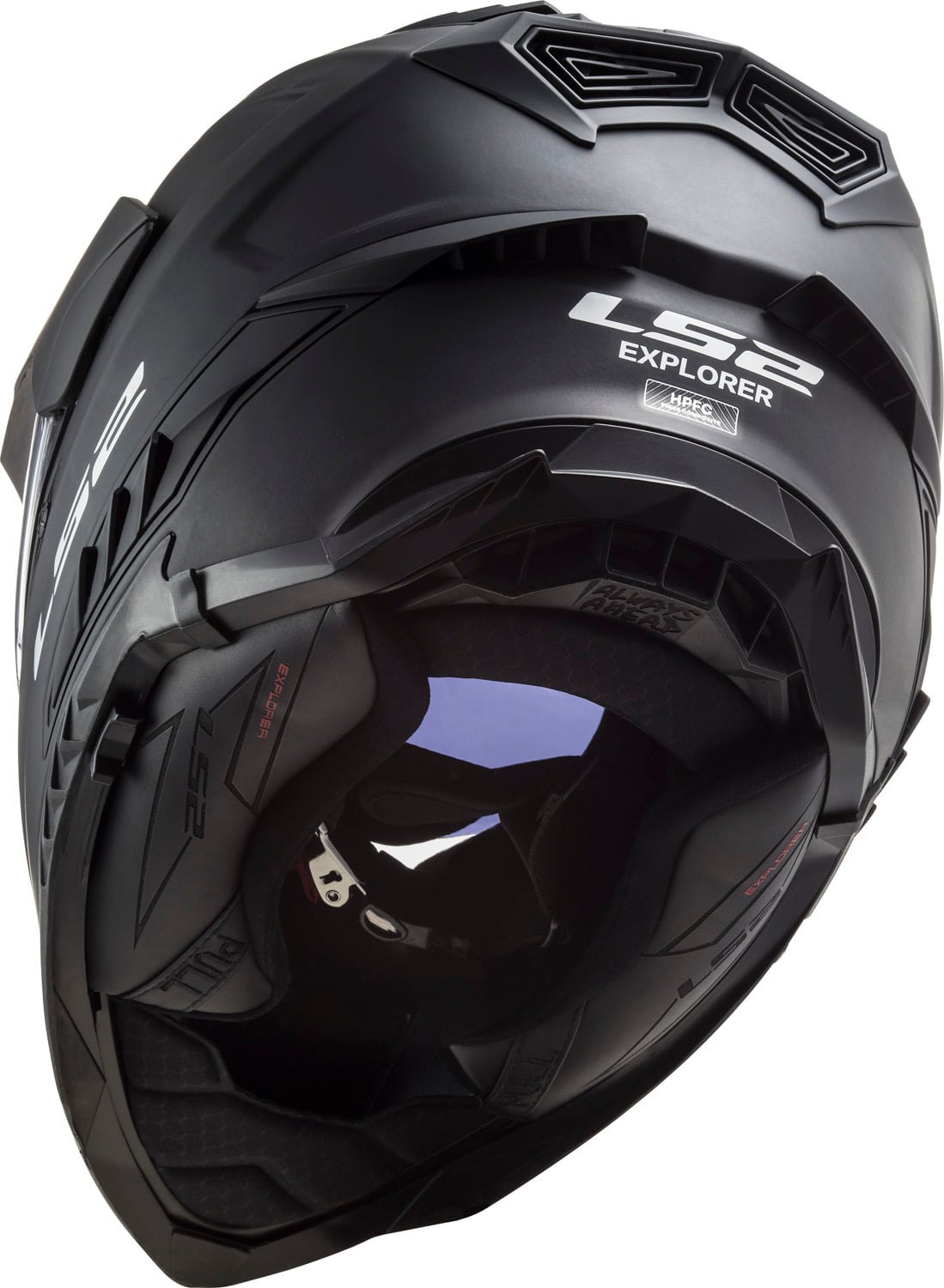 Explorer XT Solid Adventure Helmet with Integrated SunShield - Matte Black Product View