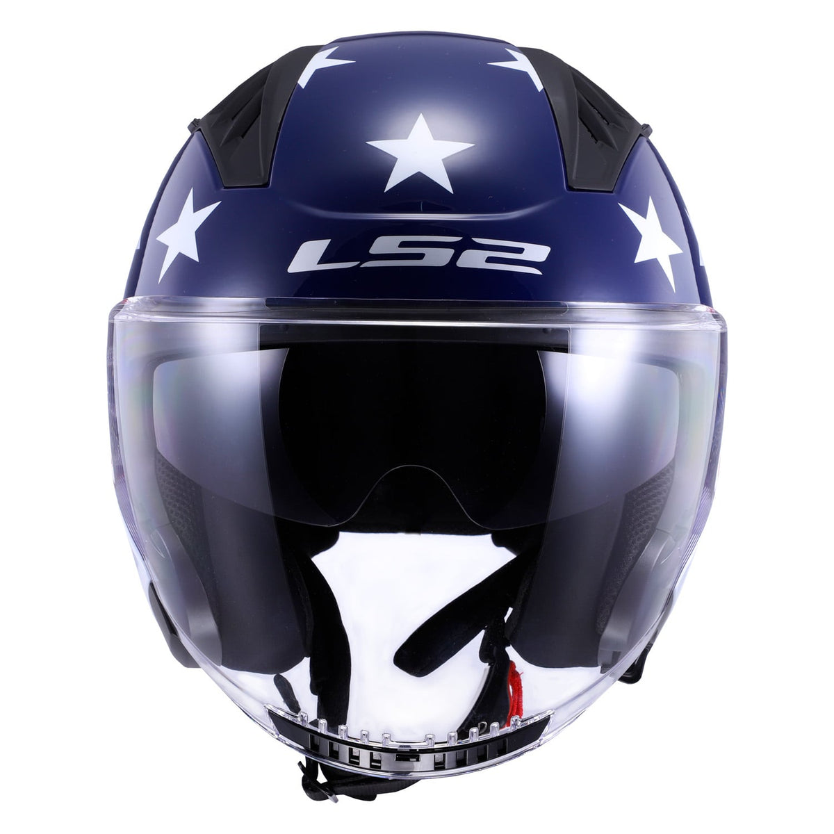 Copter American Open Face Helmet with SunShield - Gloss Red/White/Blue Product View