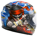 Stream Ninja Full Face Motorcycle Helmet with SunShield - Red/Blue Gloss Product View
