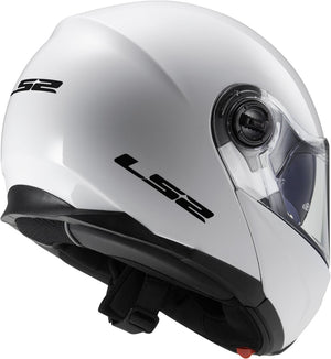 Helmet Strobe Solid Modular Motorcycle Helmet with SunShield - Gloss White