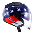 Copter American Open Face Helmet with SunShield - Gloss Red/White/Blue Product View