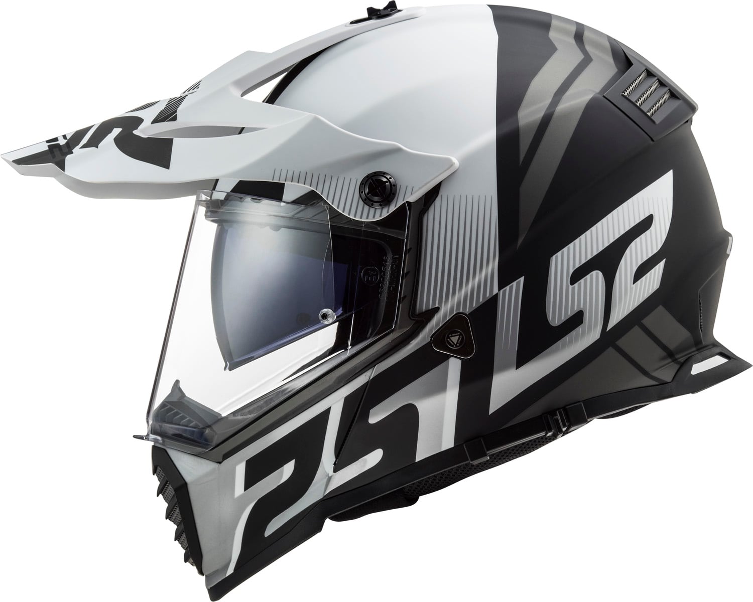 Blaze Sprint Adventure Helmet with SunShield - Gloss Black/White Product View