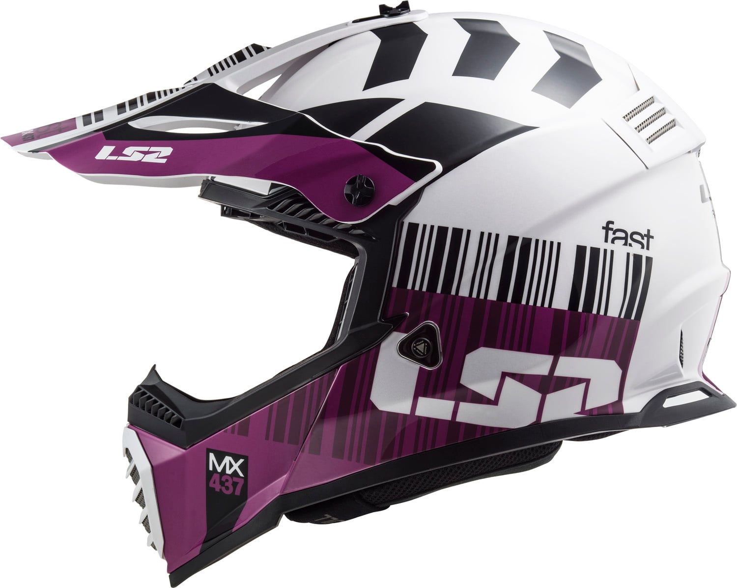 Helmet Gate Xcode Full Face MX Motorcycle Helmet - Gloss White/Violet Product View