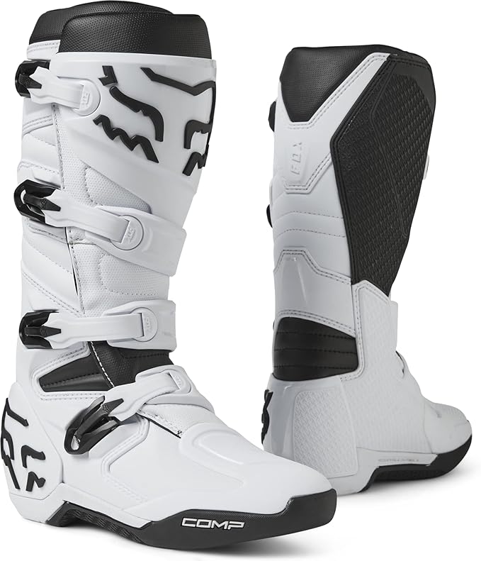 Fox Racing Comp Motocross Boots – Adult Dirt Bike Boots with Shin Plate & Four-Buckle Closure