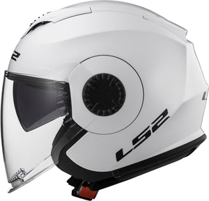 Helmet Verso Solid Open Face Motorcycle Helmet with SunShield - Gloss White