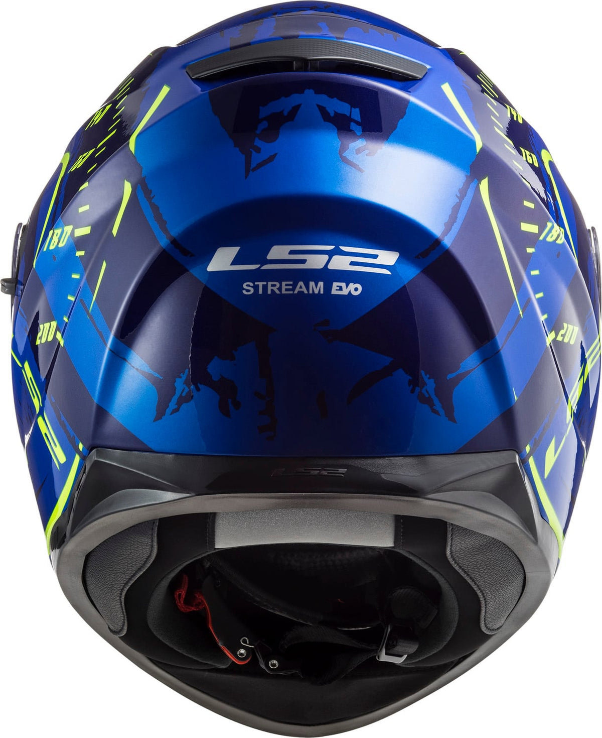 Stream Tacho Full Face Helmet with SunShield – Blue Hi-Vis Yellow, Gloss Finish Product View