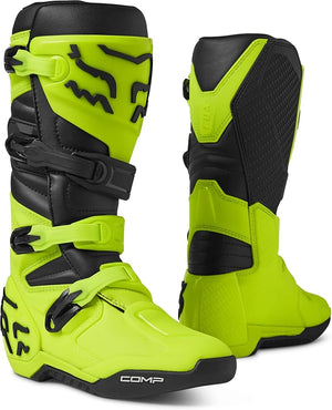 Fox Racing Comp Motocross Boots – Adult Dirt Bike Boots with Shin Plate & Four-Buckle Closure