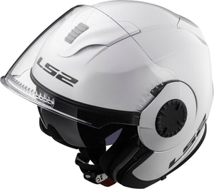 Helmet Verso Solid Open Face Motorcycle Helmet with SunShield - Gloss White