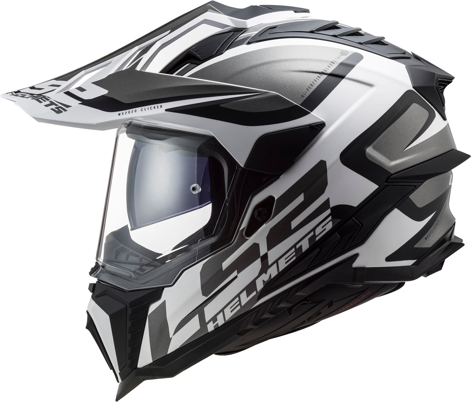 Helmet Explorer XT Alter Adventure Motorcycle Helmet with SunShield - Black/White Matte Product View