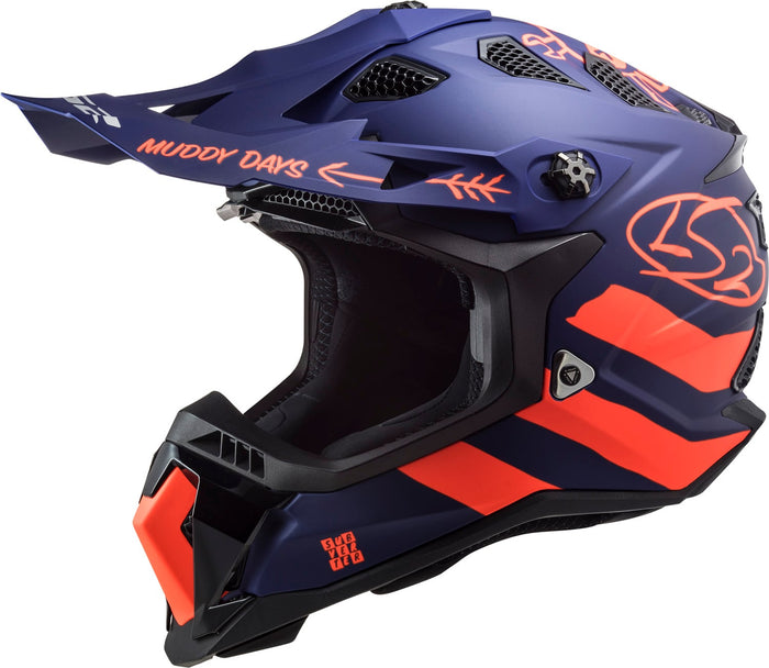 Tousley Rider Supply Helmet Subverter Evo Cargo Full Face MX Motorcycle Helmet - Matte Blue/Orange Product View