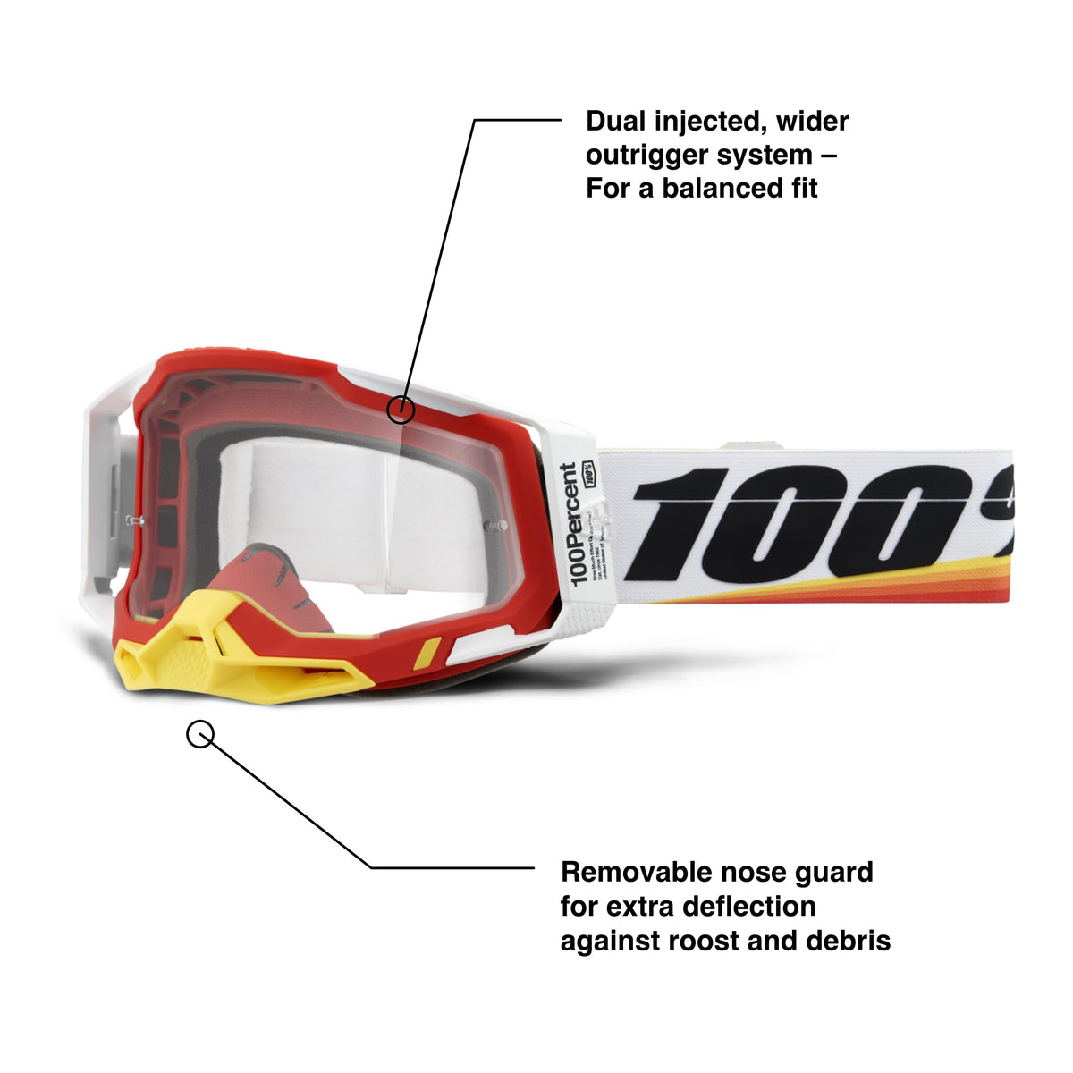 100% Racecraft 2 Goggles - Mountain Bike &amp; Motocross Goggles - Eyewear for Motocross &amp; Mountain Biking