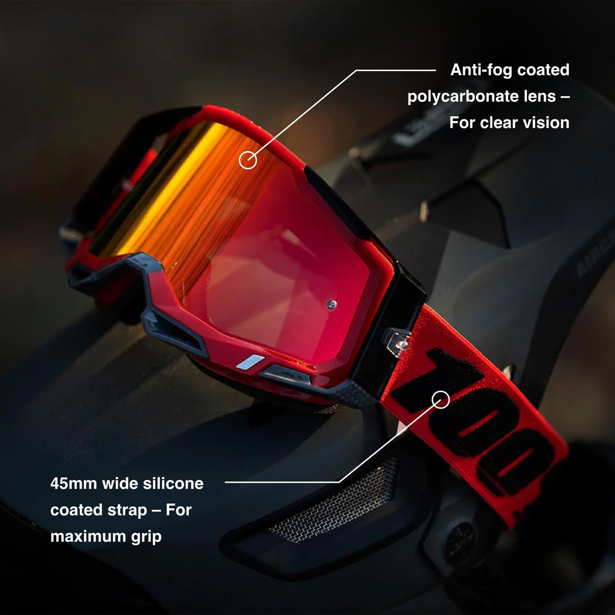 100% Racecraft 2 Goggles - Mountain Bike &amp; Motocross Goggles - Eyewear for Motocross &amp; Mountain Biking